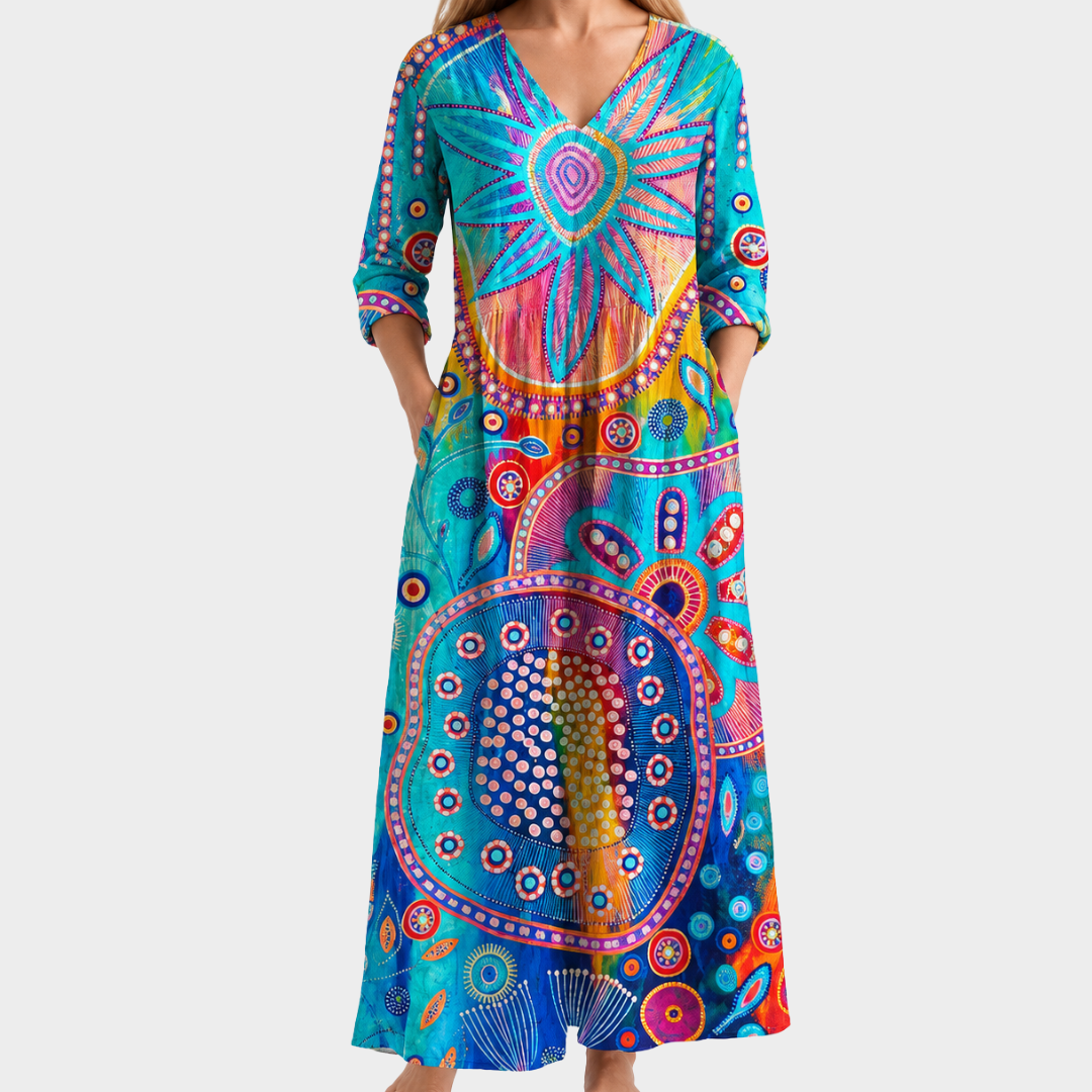 Artistic Print Maxi Dress