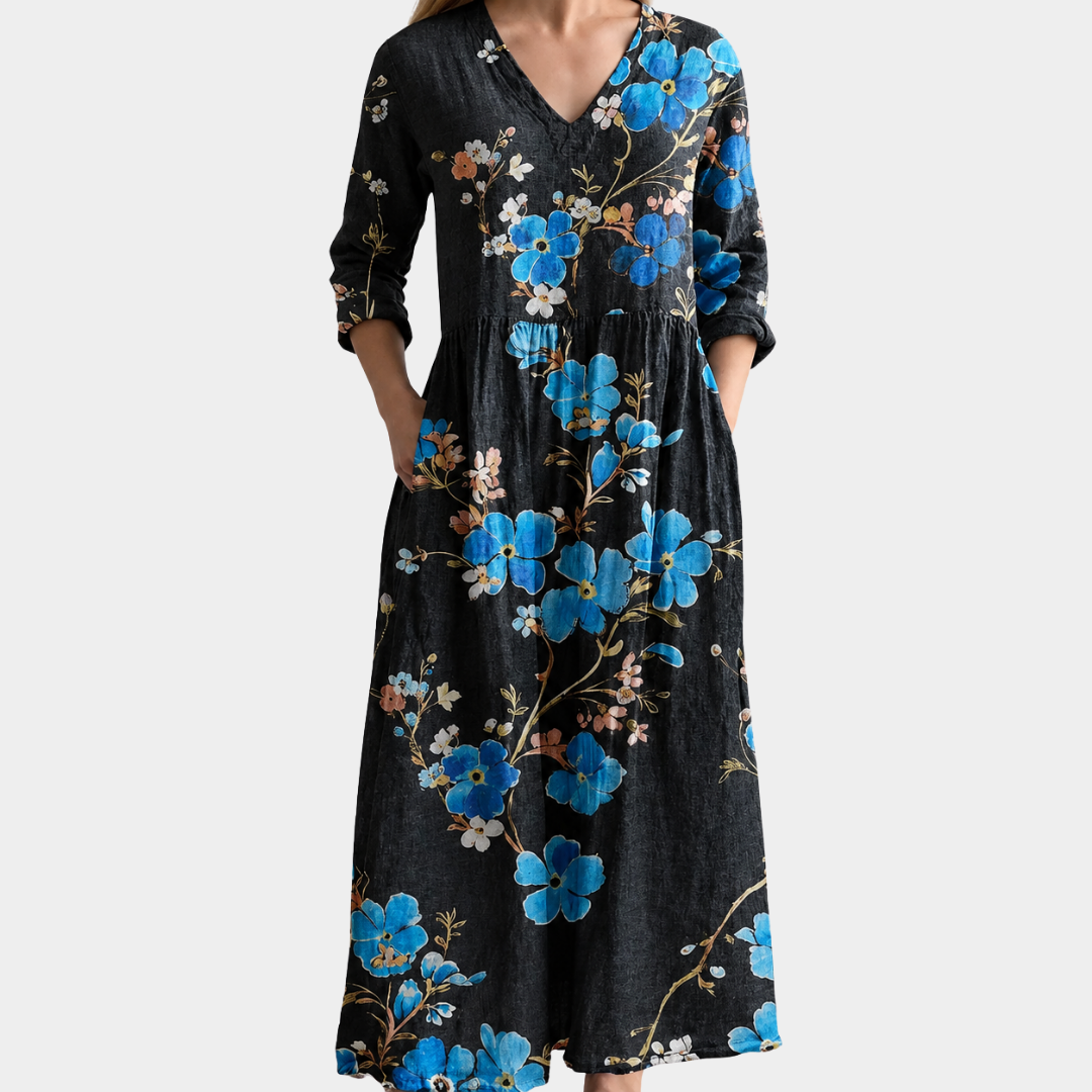 Midnight Sapphire Blossom Dress
