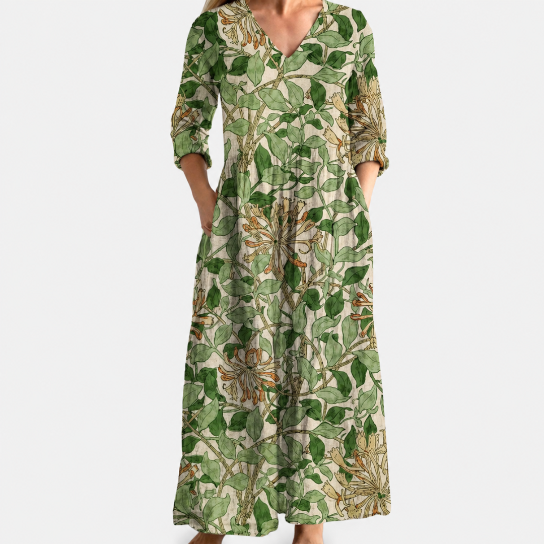 Casual V Neck Maxi Dress