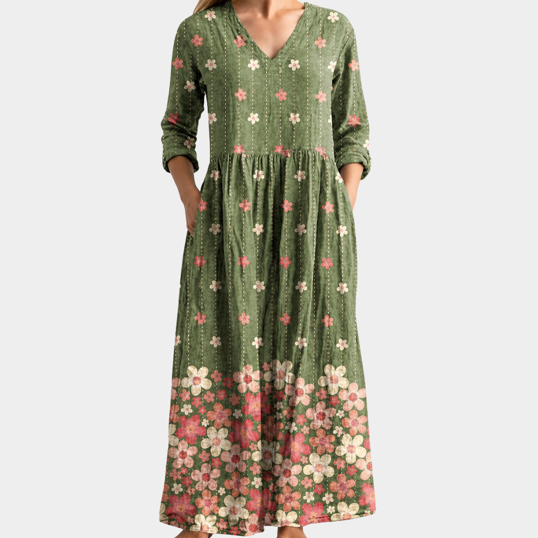 Rosewood Meadow Border Dress